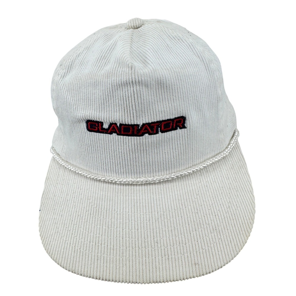 Designer Award Gladiator Corduroy Snapback Hat Mens OSFA White Rope Cap Vintage